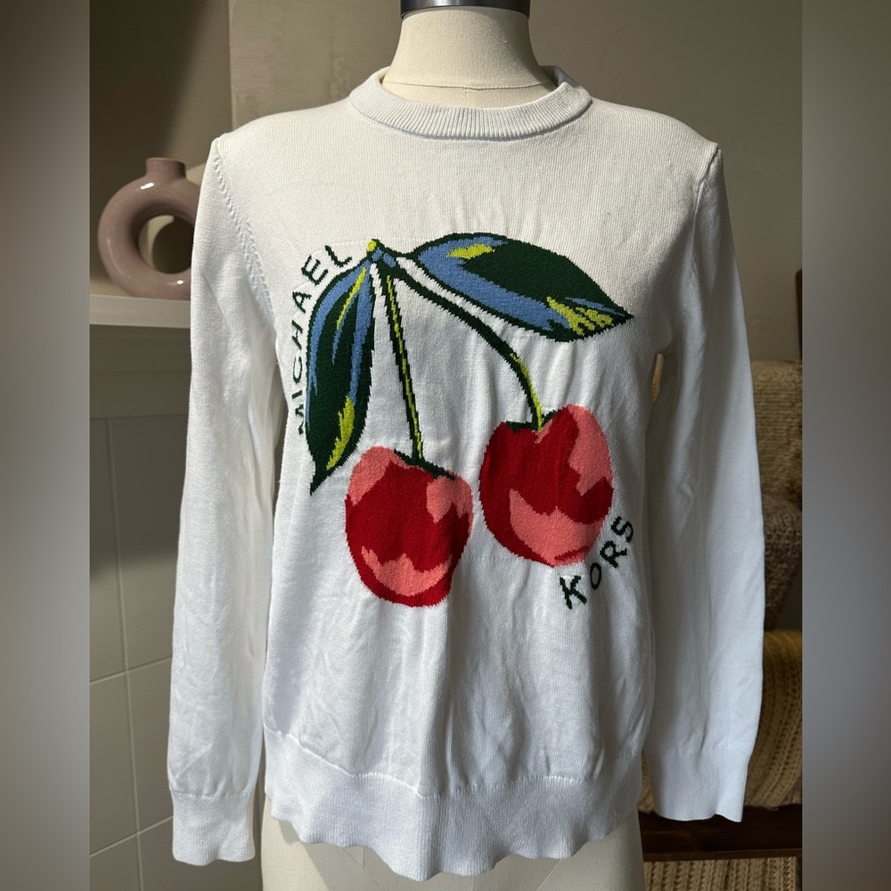 Michael Kors White Sweater with Cherry Design